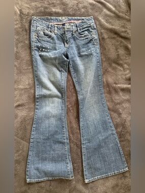 Amethyst Jeans Women's Bootcut Jeans - Light Wash Blue. Bell-bottom style